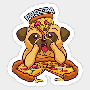 Pizza lover - Pug dog pizza shirt Sticker